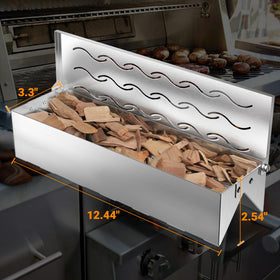 Skyflame smoker box dense wavy vents for more smoke and even flavor.