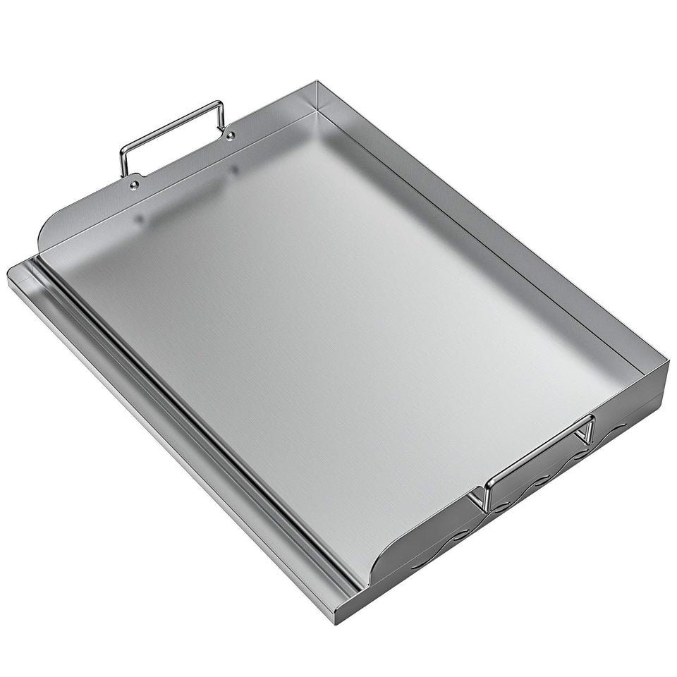Skyflame universal stainless griddle top with even heat distribution for grilling and breakfast.