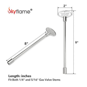 Skyflame valve key fits 1/4 and 5/16 inch stems for versatile valve types