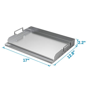 Skyflame griddle side-panel ventilation promotes consistent airflow during cooking.