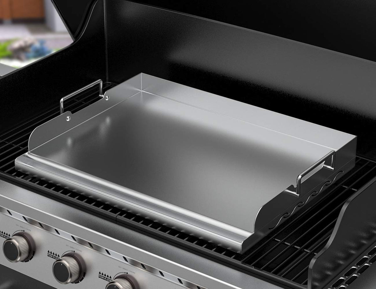 Skyflame versatile cooking surface handles breakfast through dinner on grills.