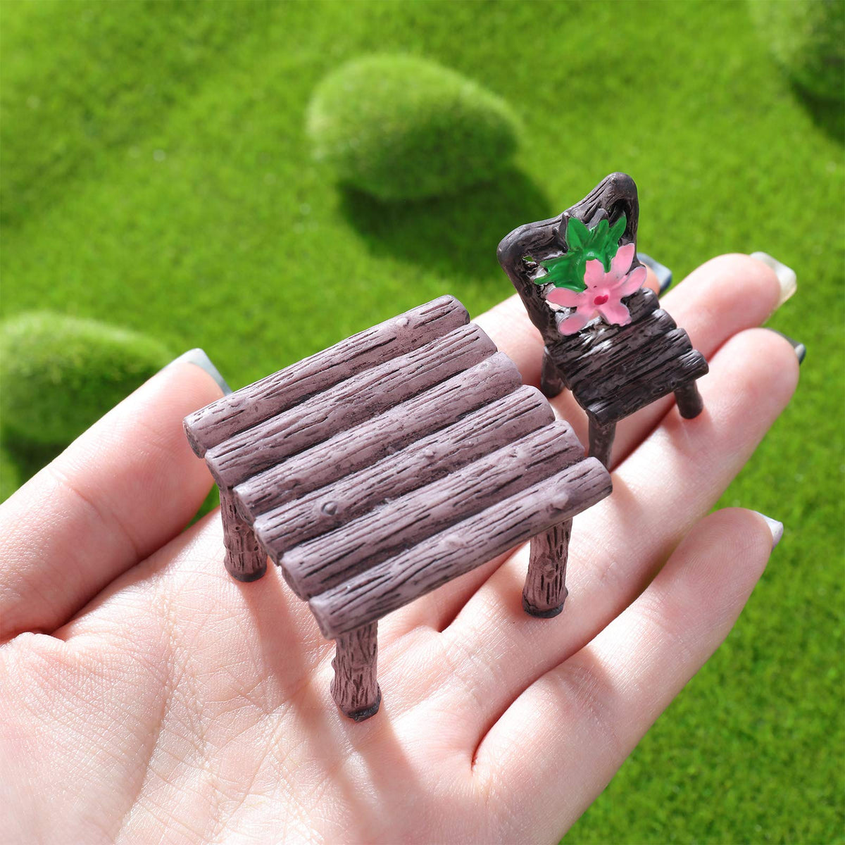 Skylety backrest chair pair complements dollhouse outdoor scenes beautifully