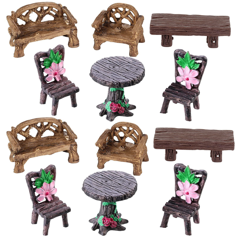 Skylety garden miniature table and chairs set for dollhouse landscaping and display