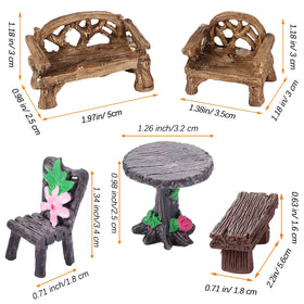 Skylety resin mini bench and chairs offer durable decoration for tiny landscapes
