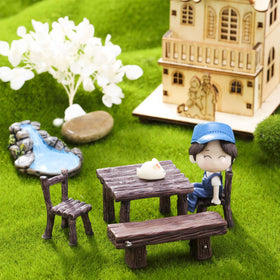 Skylety miniature garden benches bring quaint seating to micro landscapes.