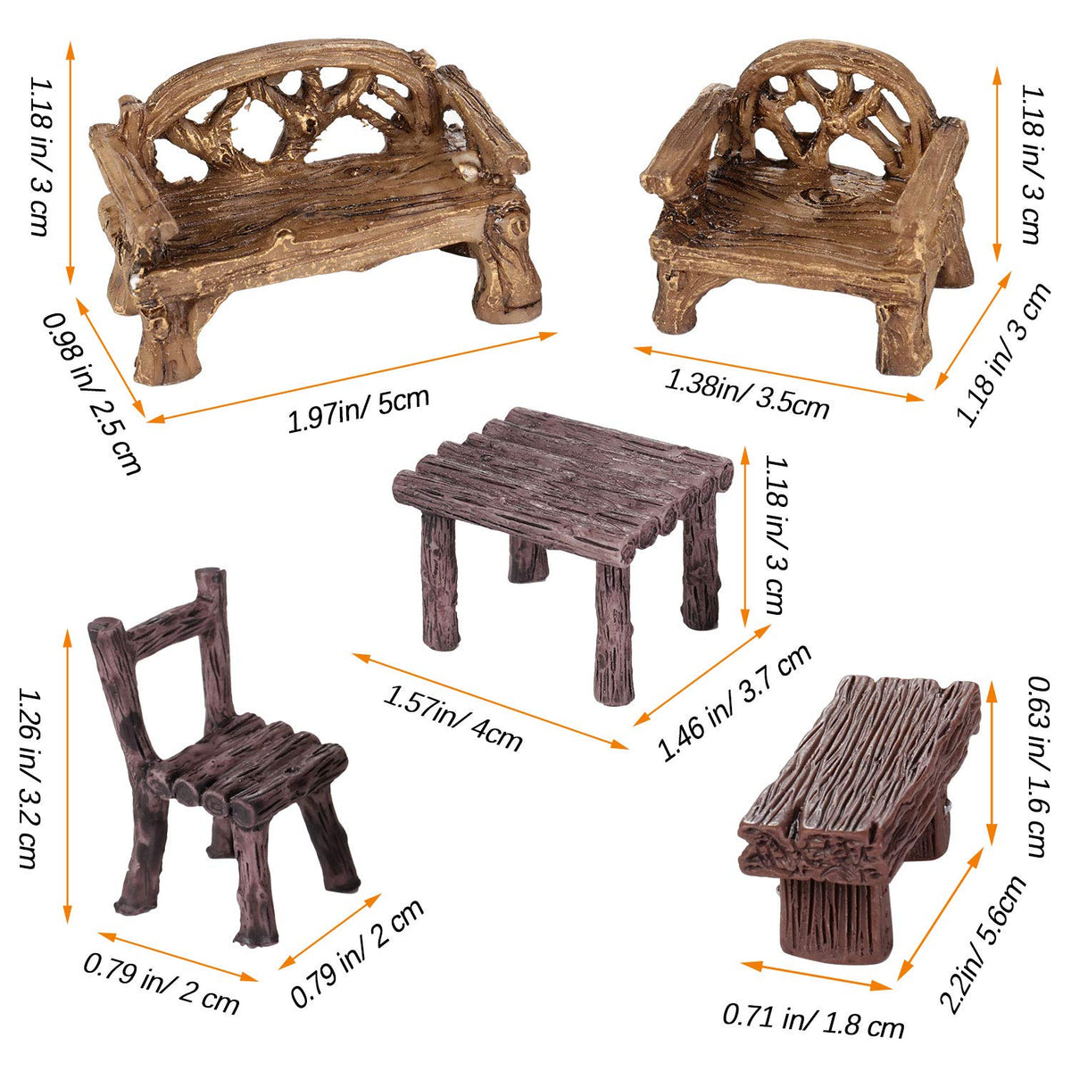 Skylety miniature garden chair set adds charm to tiny outdoor scenes with precise craftsmanship.