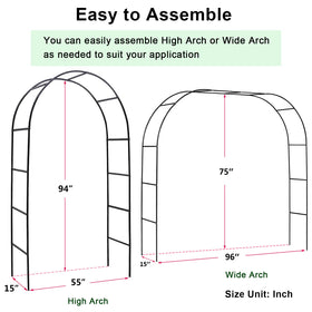 Skypatio black epoxy arch supports vines and blooms for a lush garden frame