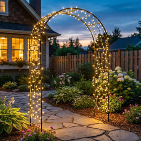 Skypatio climbing plants arch serves as a natural gateway for garden paths