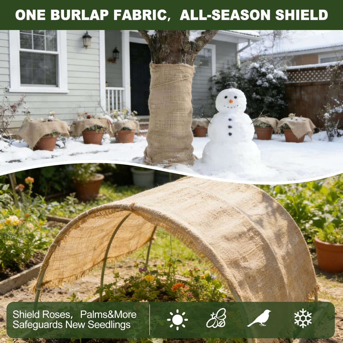 SKYZUOAN burlap fabric weed barrier for outdoor garden beds