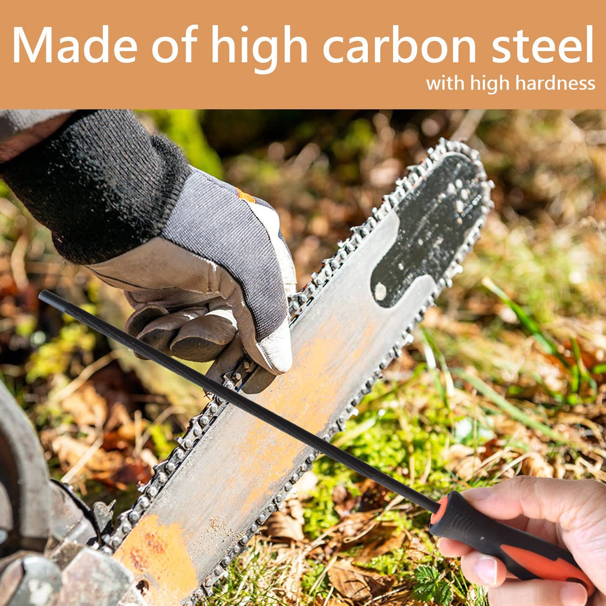 Ergonomic rubber and PVC handle on SKZIRI file improves grip during sharpening
