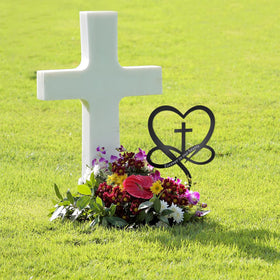 Slagindeco infinity heart cross stake in garden display for lasting memory.
