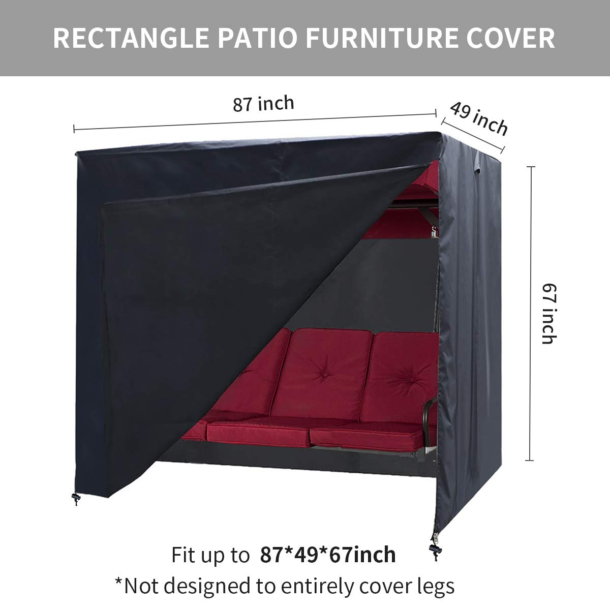 Slan Arrow garden swing cover front view with vents for moisture control.