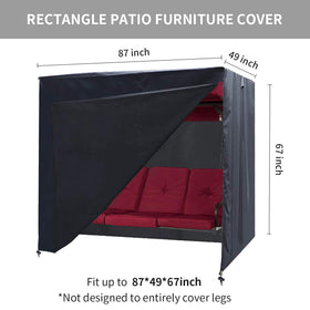 Slan Arrow garden swing cover front view with vents for moisture control.