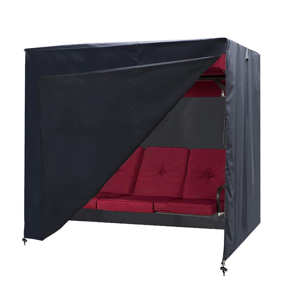 Slan Arrow outdoor swing cover 3-seater front view for all-weather protection.