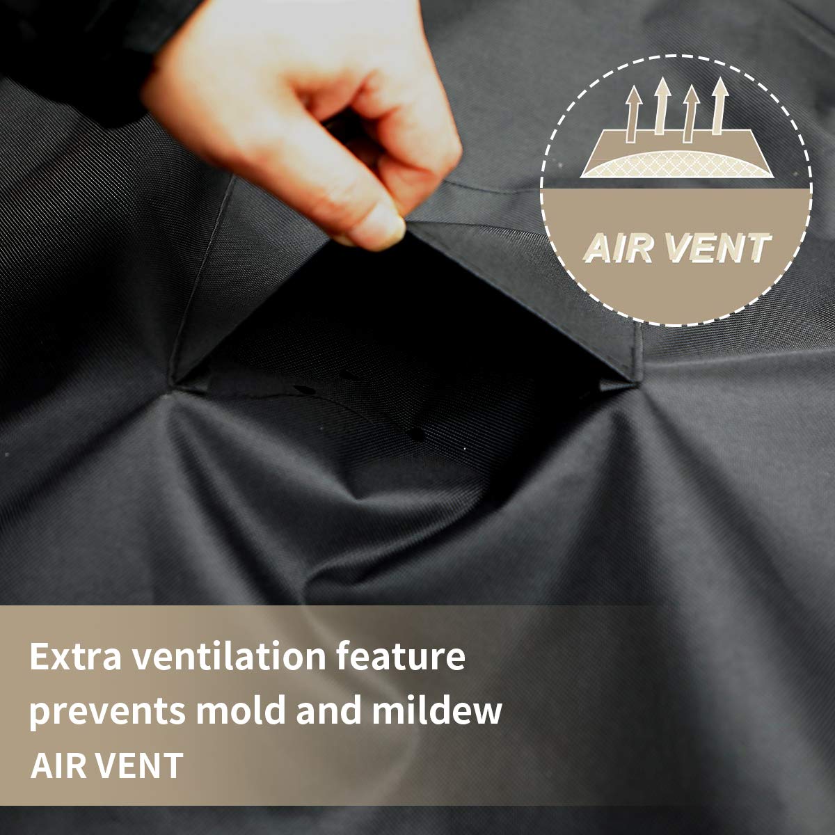 Slan Arrow UV-resistant swing canopy showing durable fabric and shield.