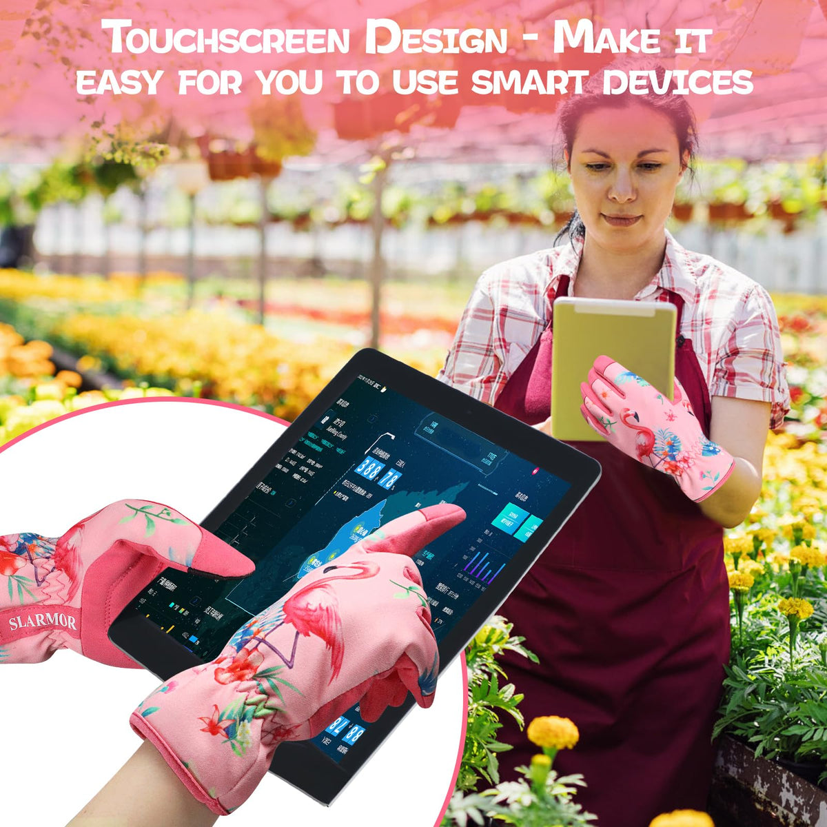 SLARMOR elastic-wrist gardening gloves provide secure fit and dust protection