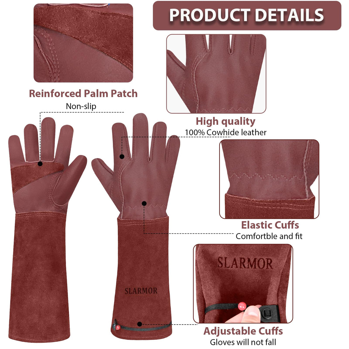 SLARMOR elbow-length gauntlet protecting forearms during pruning tasks