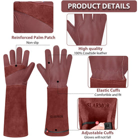 SLARMOR elbow-length gauntlet protecting forearms during pruning tasks