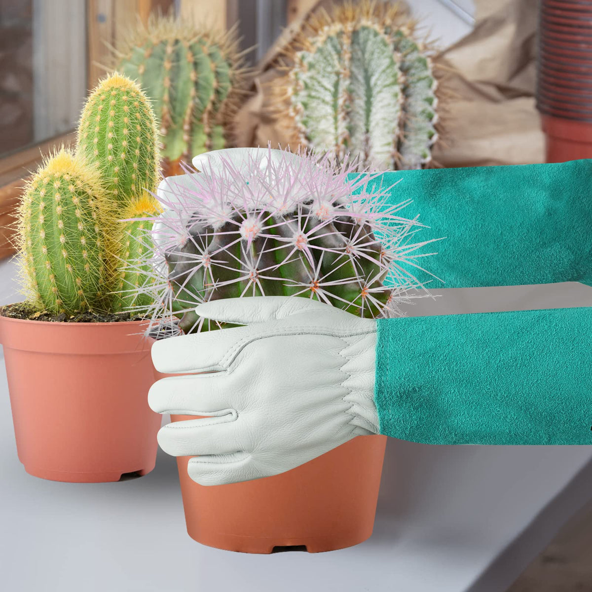 SLARMOR full-grain cowhide gloves offering durability and comfort for heavy yard work.