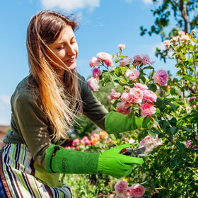 SLARMOR full-grain cowhide gloves delivering durable palm protection for garden chores