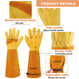SLARMOR full-grain cowhide leather gloves offer durable, breathable protection for outdoor work.