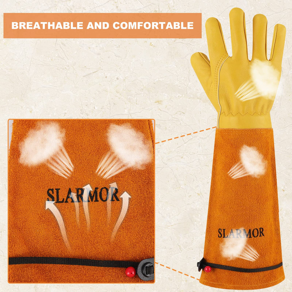 SLARMOR keystone-thumb design enhances grip and precision for delicate planting and tool use.