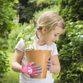 SLARMOR kids gardening gloves elastic cuff close-up; secure wear and dust protection.