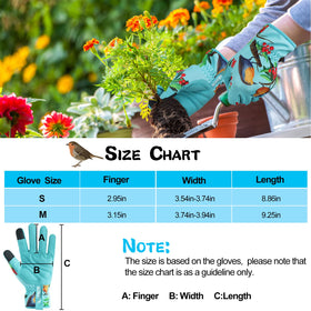 SLARMOR gloves back displays bluebirds design for stylish garden protection