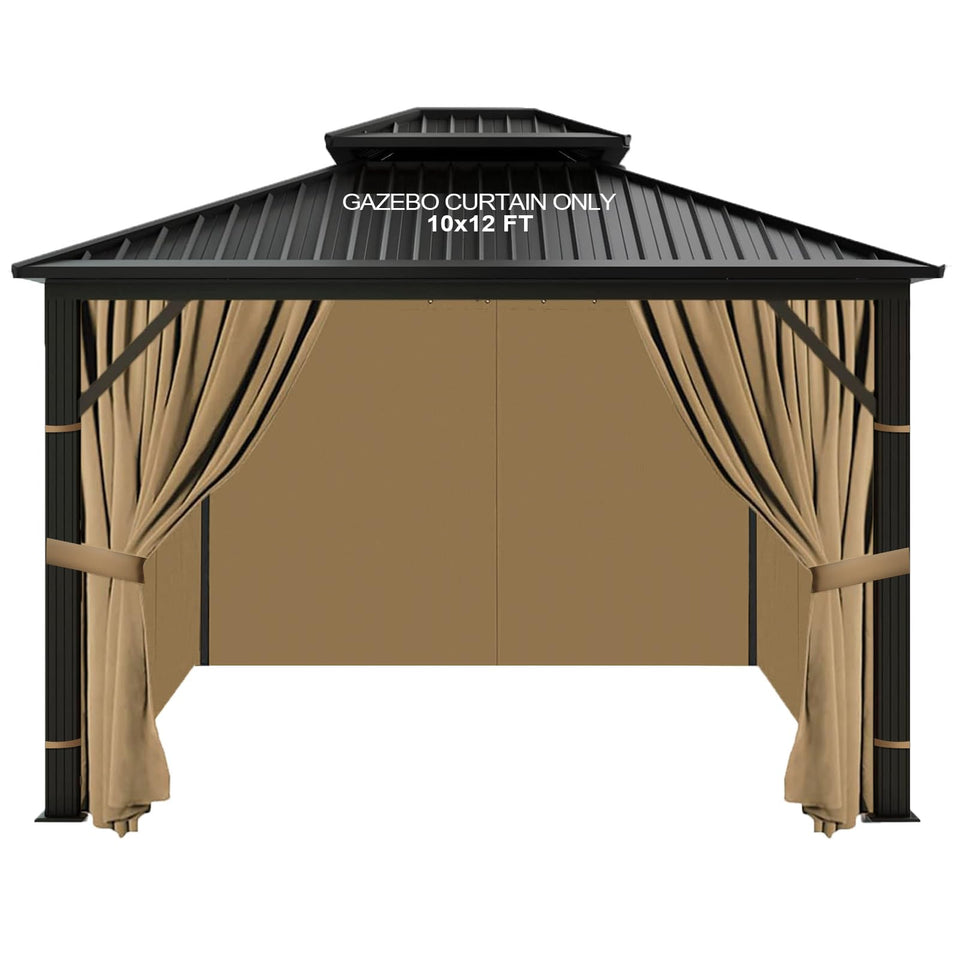 Slashome gazebo curtains front view in khaki with weatherproof design for outdoor hosting