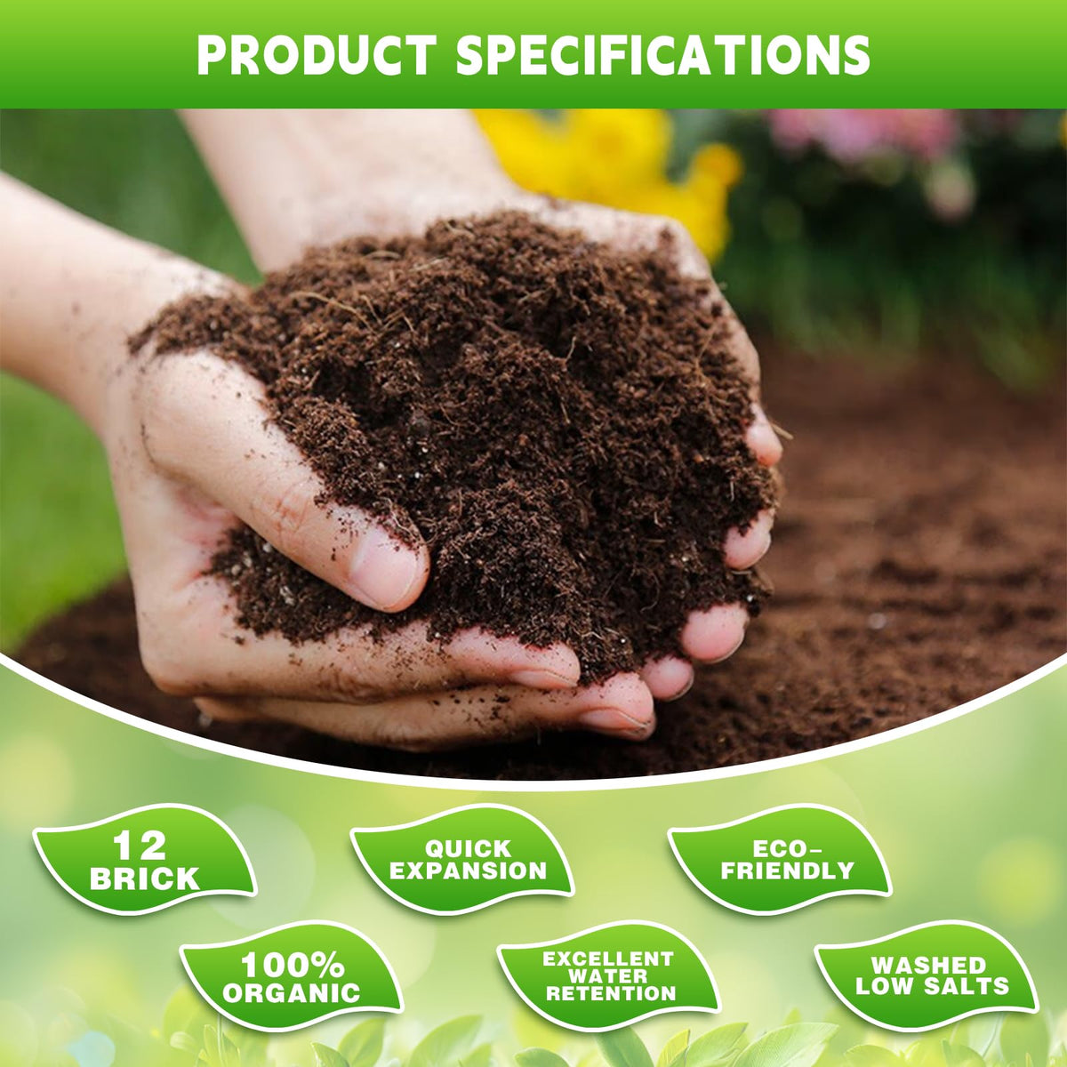 SDLDEER coco coir bricks' fibrous texture enables air flow and drainage for roots