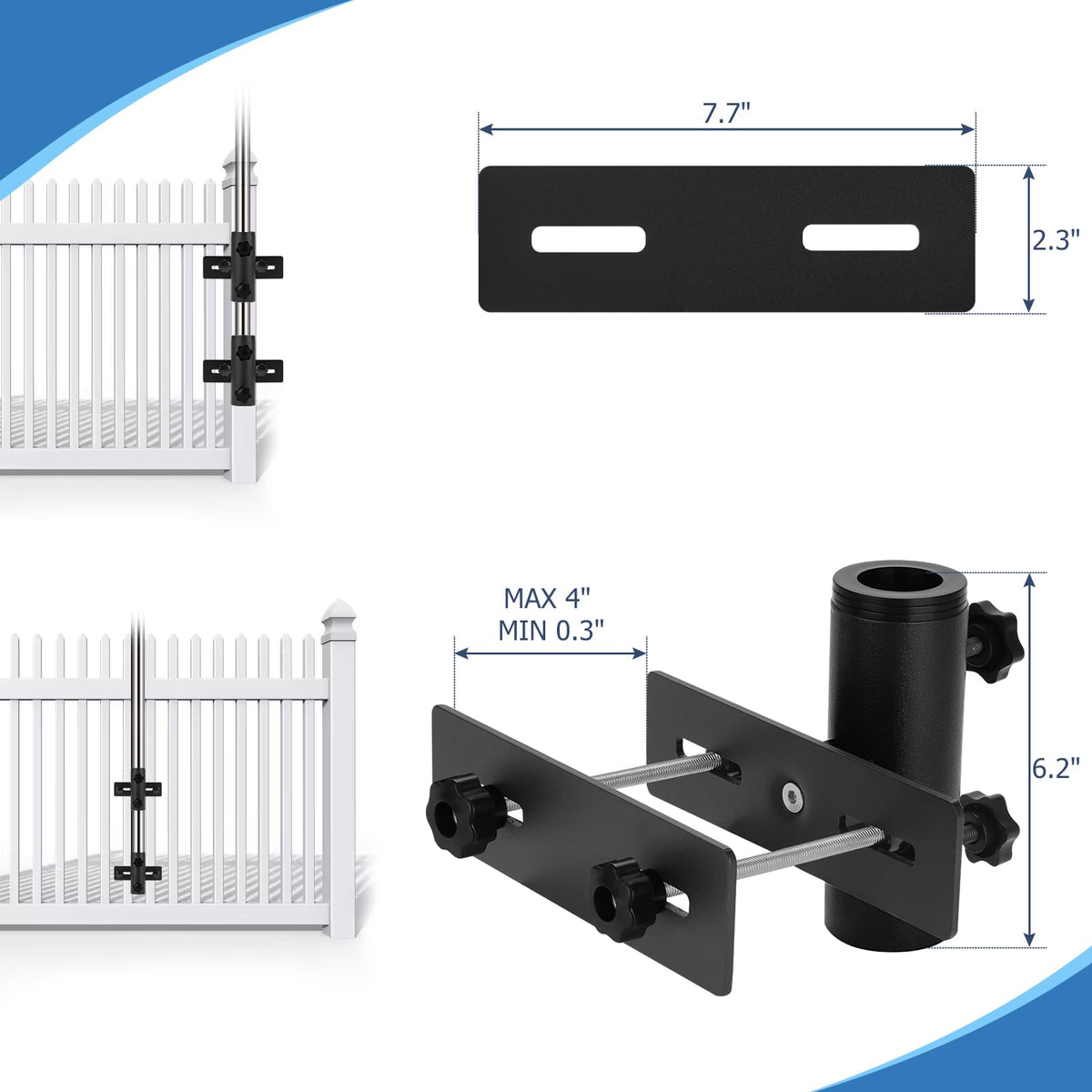 SLIIMU outdoor umbrella bracket fits 1.25 to 1.9 inch rods