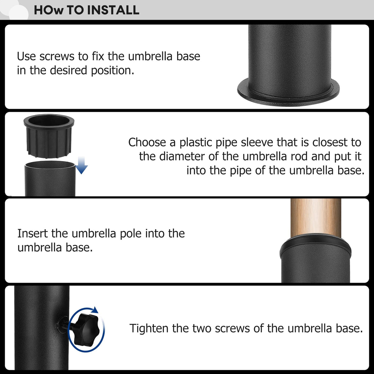 SLIIMU PVC sleeve 32mm fits standard poles for secure pole fit.