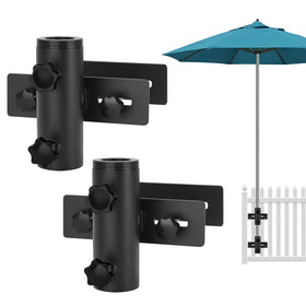 SLIIMU umbrella stand attached to deck railing for sturdy outdoor shade