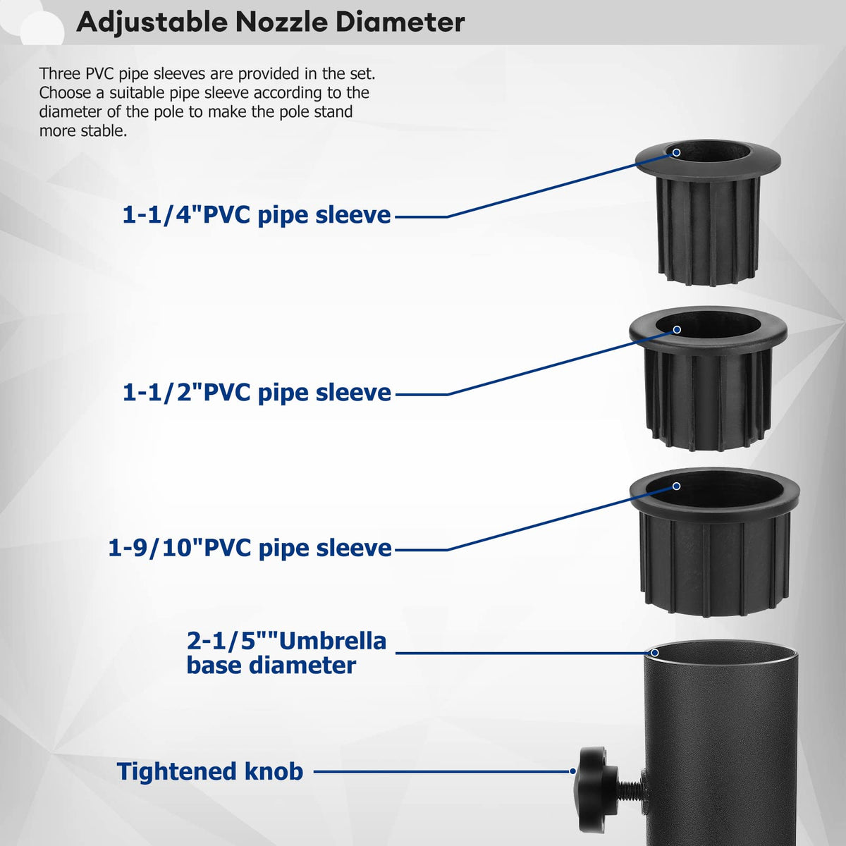 SLIIMU windproof umbrella base with screw fixation prevents movement in wind.