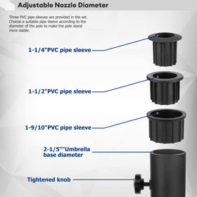 SLIIMU windproof umbrella base with screw fixation prevents movement in wind.
