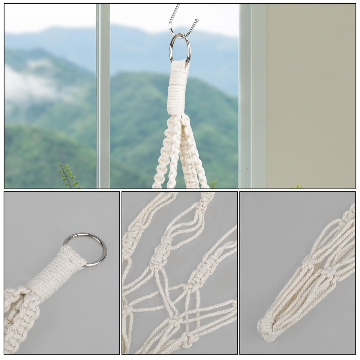 Sliverdew boho hanging pot basket ivory suitable for indoor/outdoor