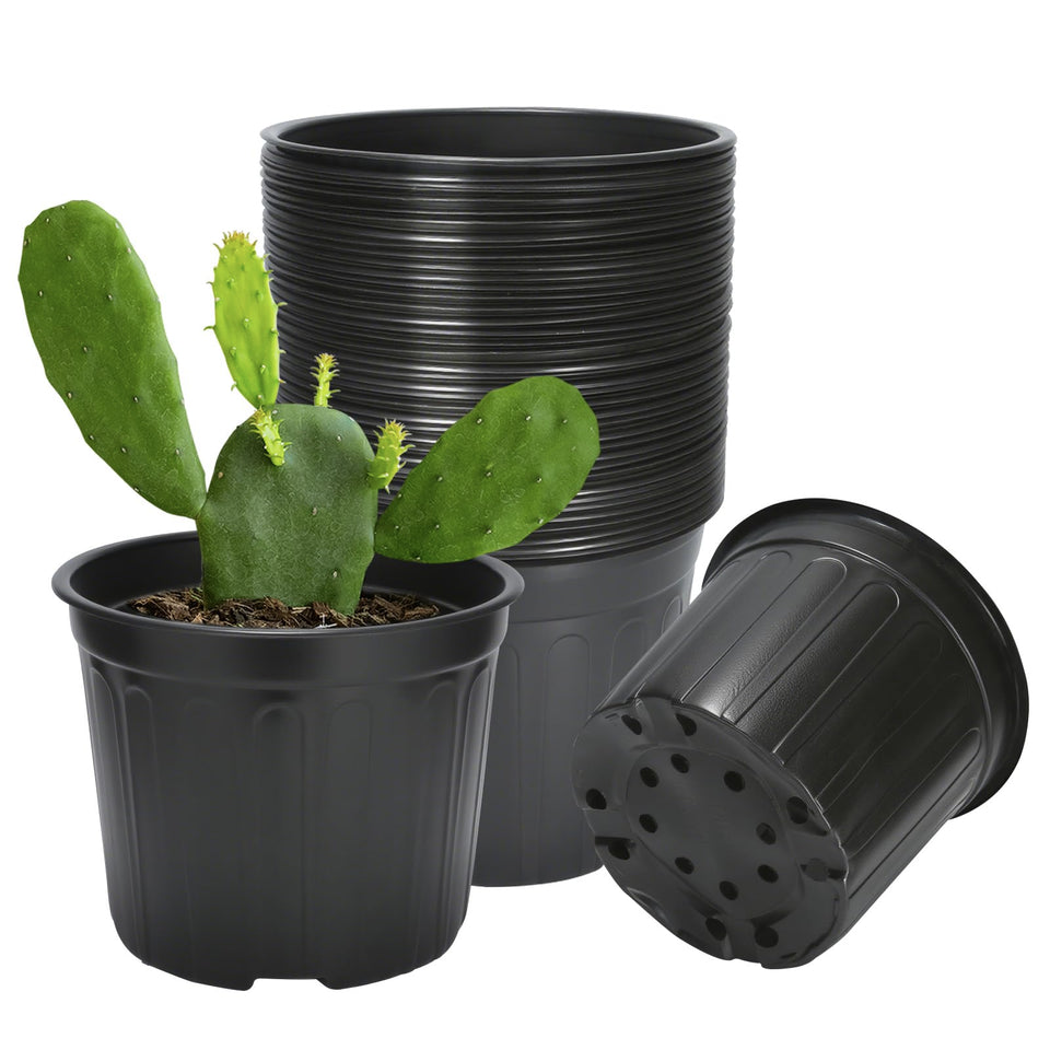 SLMKHHU 40-pack 3-gallon nursery pot top view supports seedling growth with drainage.