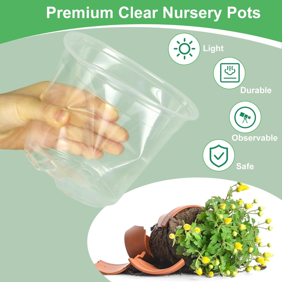 SLMKHHU clear nursery pot 10 inch for larger seedling growth and space.