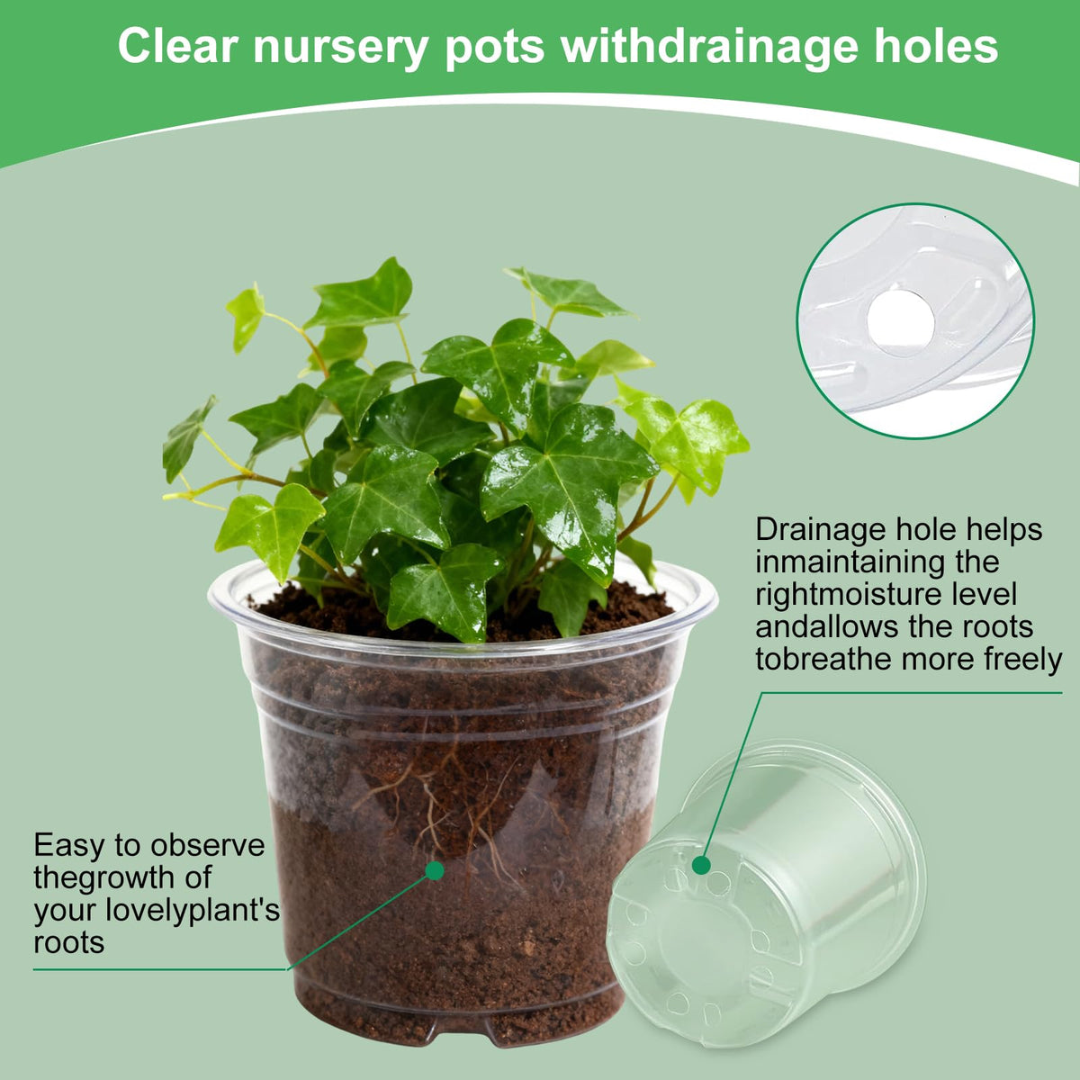 SLMKHHU drainage holes pot enables quick water drainage to support healthy root environments.