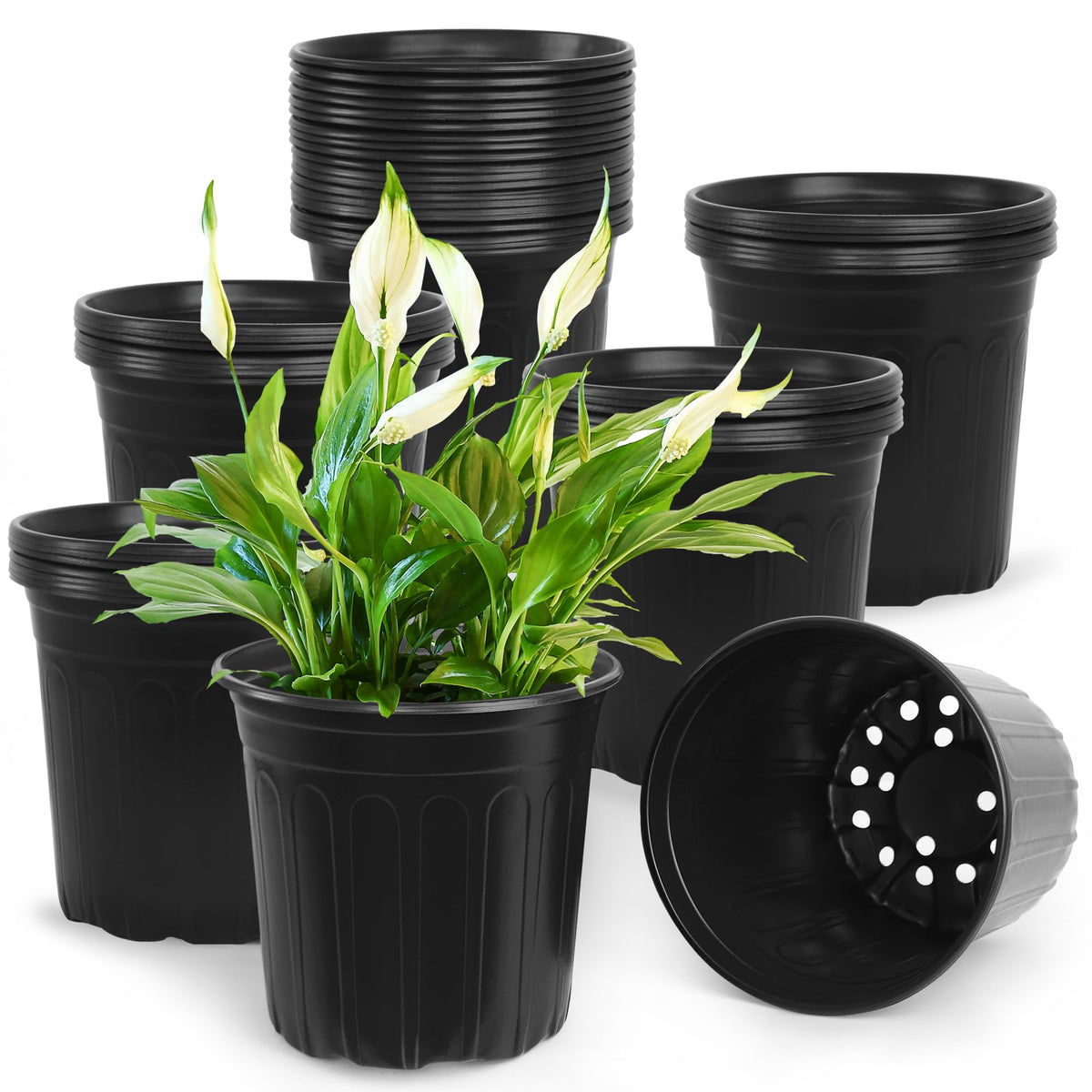 SLMKHHU 2-gallon nursery pots side view, sturdy and reusable for seedlings.