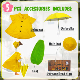 Sloakify goose rainhat and umbrella setup adds playful outdoor flair.