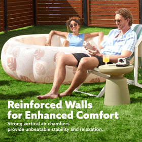 Sloosh 5.5ft round pool highlights durable thickened PVC for lasting summers.