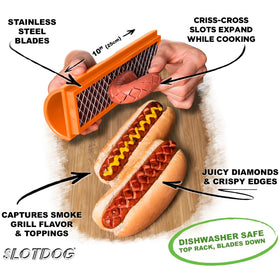 Close-up of SLOTDOG criss-cross slots for even cooking