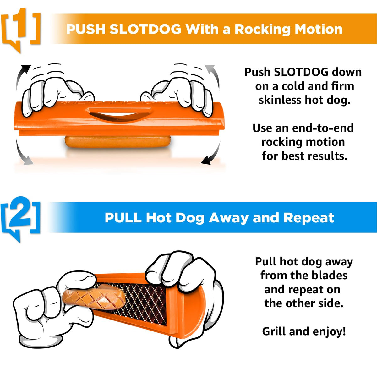 SLOTDOG in action on grill delivering flavorful, evenly cooked dogs