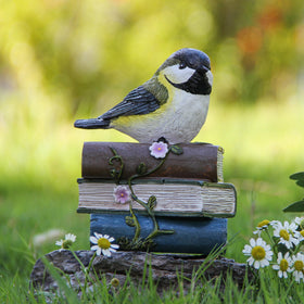 Smadeer antique-color books bird decor brightens porches and mantels.