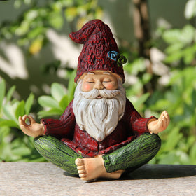 Smadeer garden yoga gnome with solar lights brightening your patio at night.