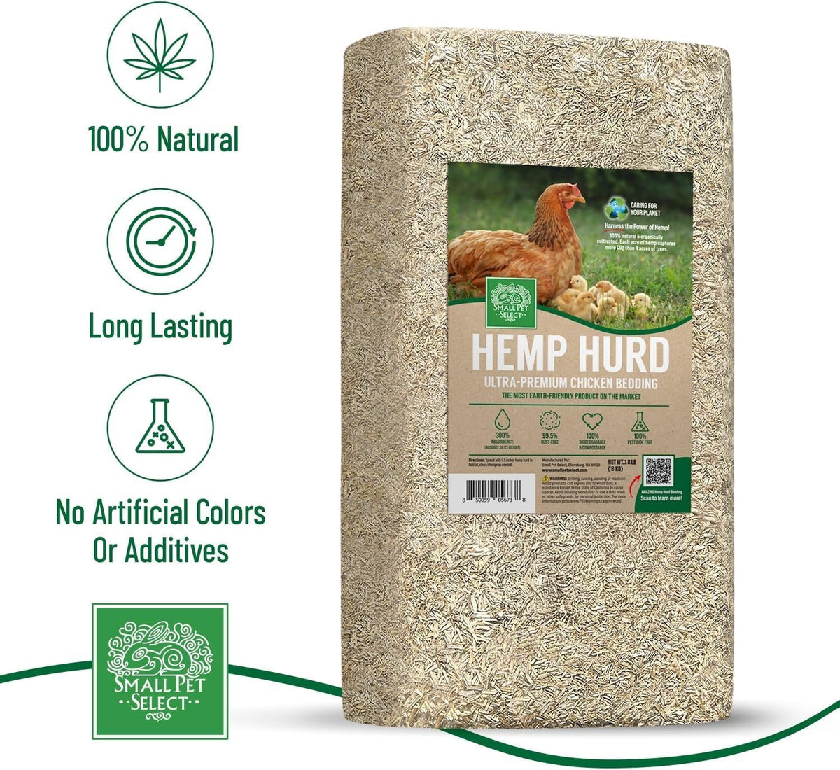 Small Pet Select hemp hurd bedding soft texture provides cozy resting spots
