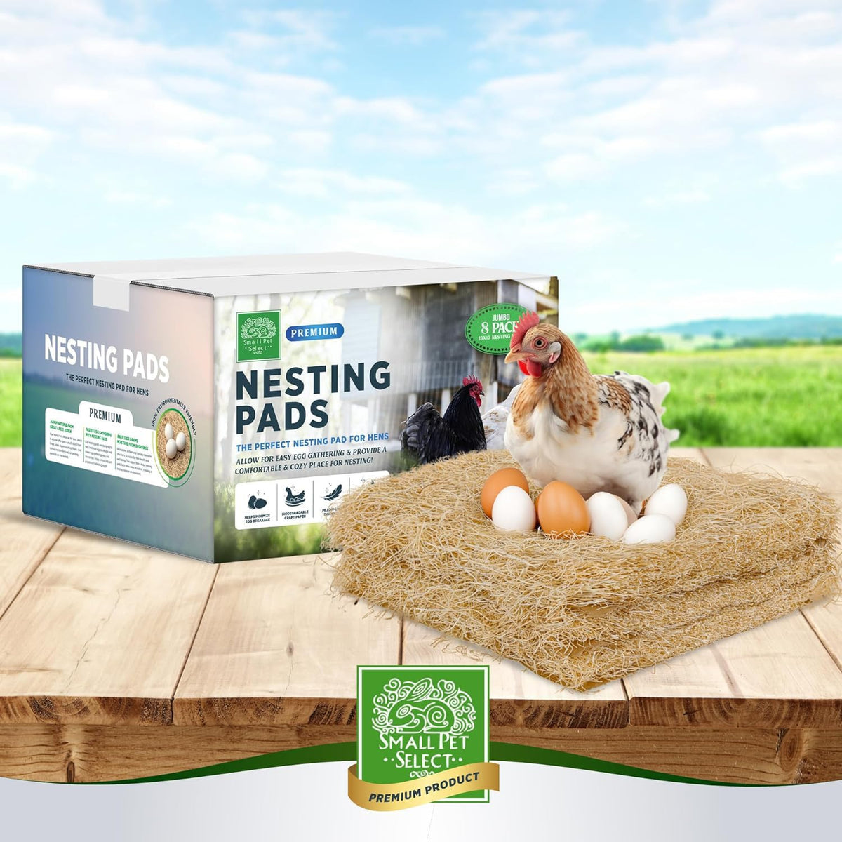 Disposable compostable nest liners reduce straw mess in daily coop maintenance.