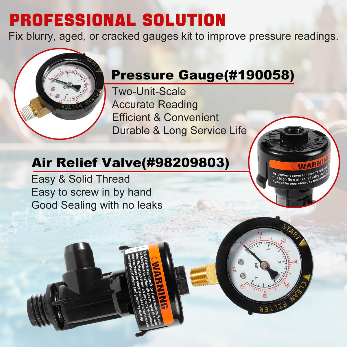 ABS plastic valve body resists impact and chemicals in pool environments