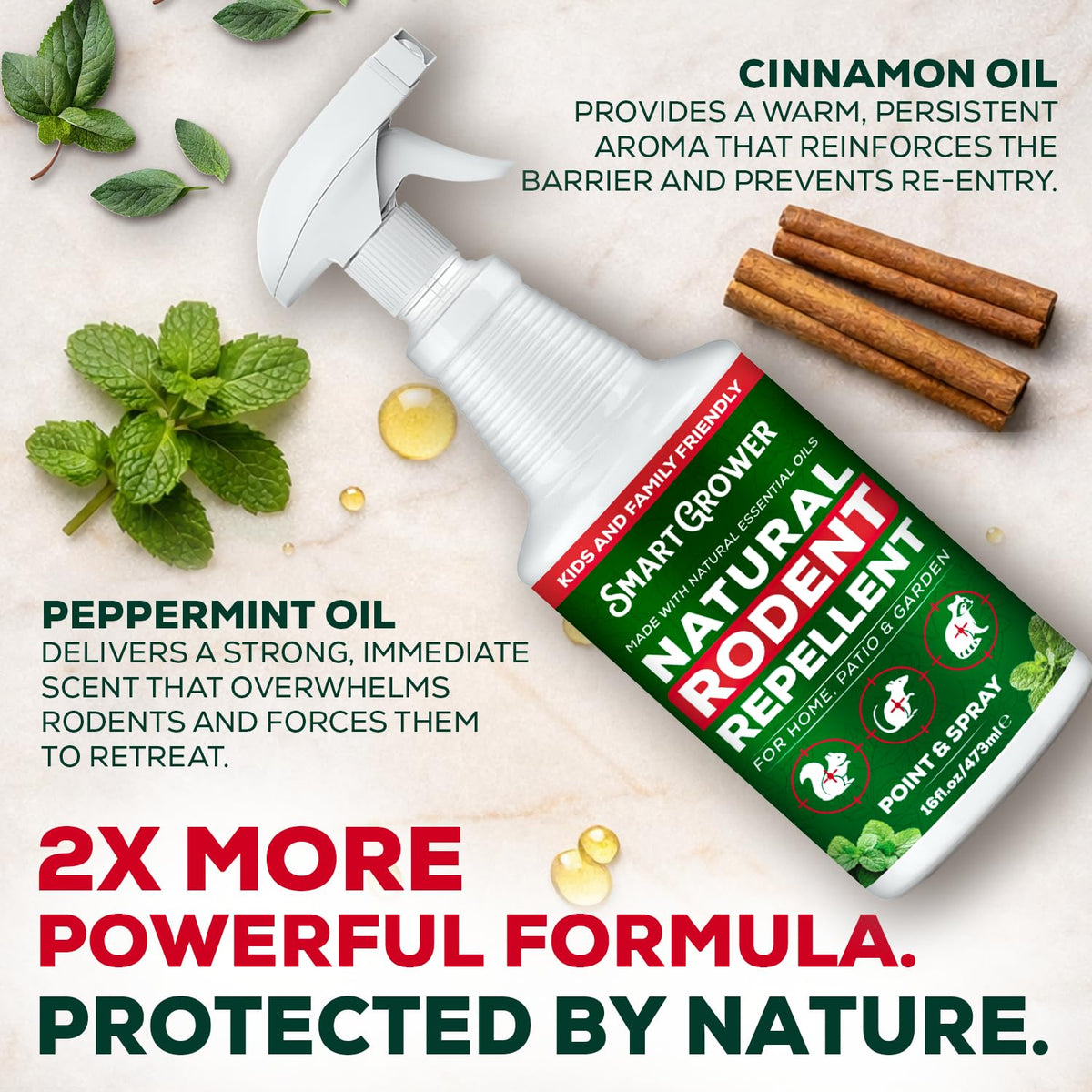 Smart Grower Peppermint Oil Spray used outdoors around sheds and gardens.